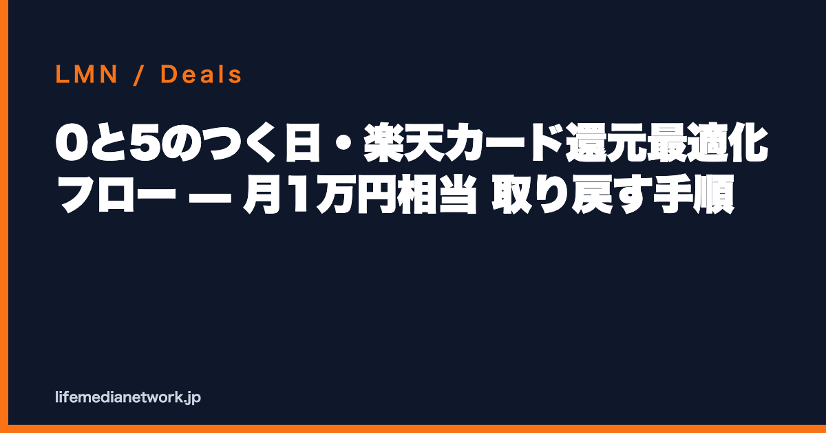 0と5のつく日・楽天カード還元最適化フロー — 月1万円相当 取り戻す手順