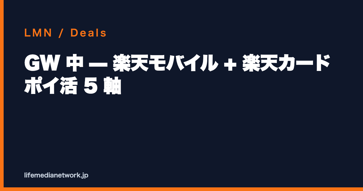 GW 中 — 楽天モバイル + 楽天カード ポイ活 5 軸