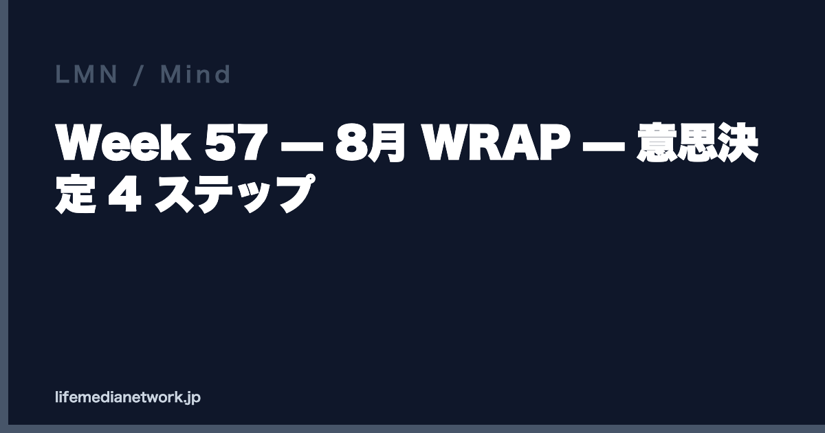 Week 57 — 8月 WRAP — 意思決定 4 ステップ