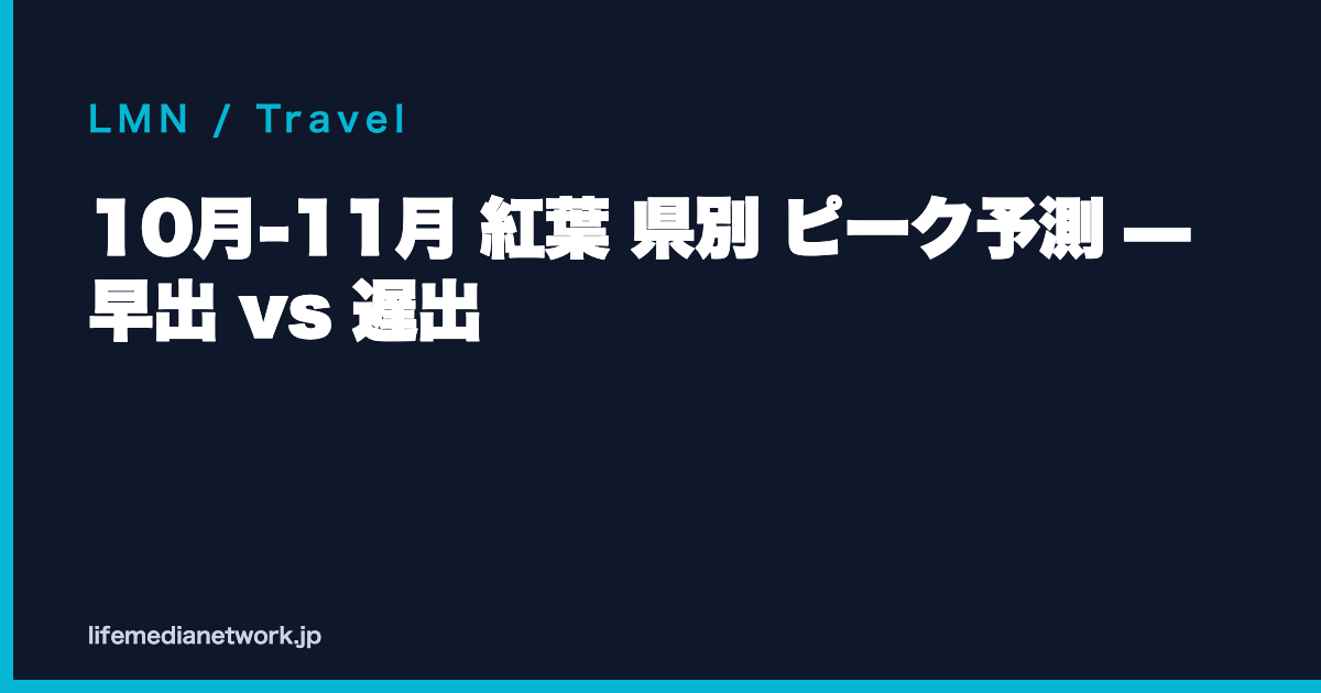 10月-11月 紅葉 県別 ピーク予測 — 早出 vs 遅出
